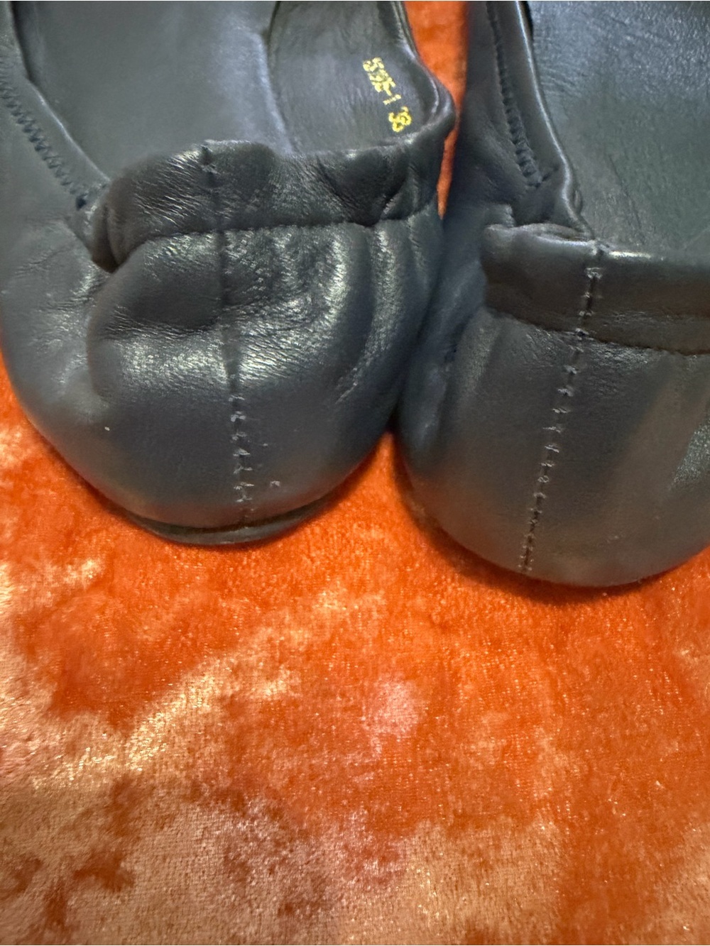 Tory Burch Navy Leather Logo Ballet Flats- Size 8.5 39 - Picture 6 of 7